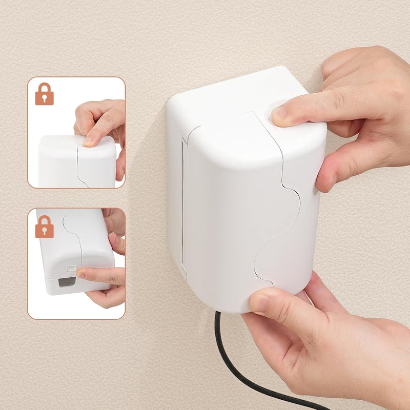 Havenso Child Proof Outlet Box Cover, Double Lock System, White, Large Interior Space 4 Pack - Image 2